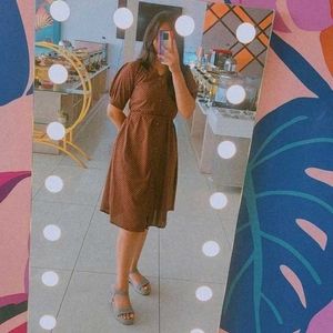 Aesthetic Brown Midi Dress