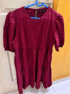 Beautiful Maroon Textured Dress