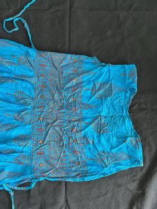 Blue Floor Lenght Comfy Cotton Traditional Dress