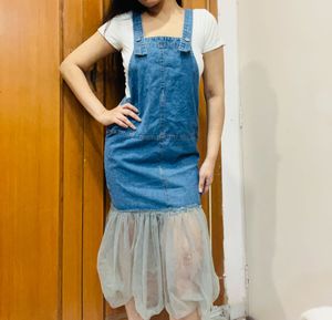 Denim Dungaree Frill Dress