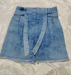 Denim Tie Waist Shorts