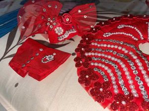 Red Jeweled Dress for Deity