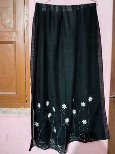 Black Floral Embellished Stoll