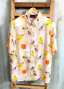 Orange Printed Shirt Size-42