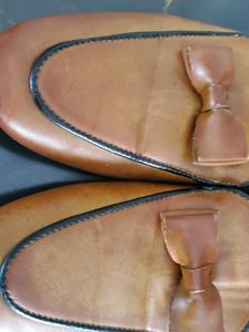 Brown Loafers with Bow Detail