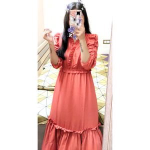 (Plus S)Flirty & Fabulous Orange Tiered Wrap Dress