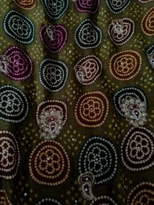 Elegant Bandhej Green Printed Saree