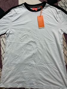 Superdry White & Black Oversized Cotton T-Shirt