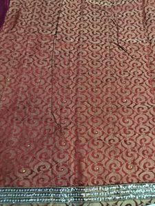 Maroon &amp; Green Embroidered saree