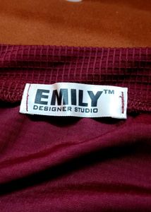 Burgundy Mock Neck Long Sleeve Top