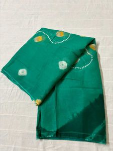Green Bandhani Saree with Blouse