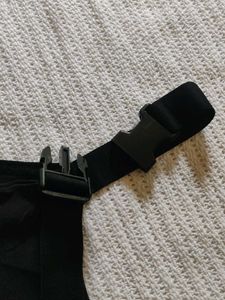 Korean Black Tube Top with Buckle Detail