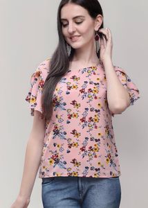 Floral Flutter Sleeve Top