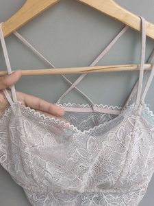 Pink Lace Bralette With Padding