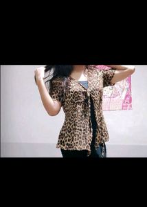 Leopard Print Tie-Front Top