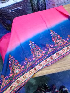 Elegant Pink &amp; Blue Saree