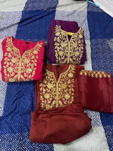 Purple Embroidered Kurta Set