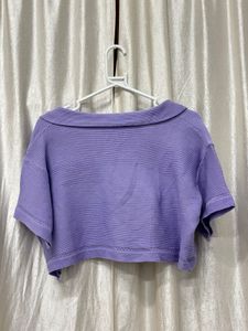 Lavender Cropped Polo Top