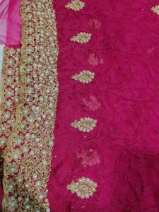 Pink Embellished Saree Fabric