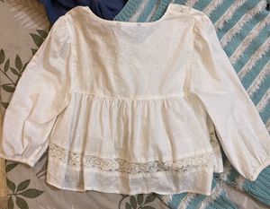 White Embroidered Lace Top