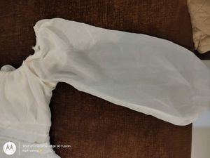 Elegant White Georgette Dress With Bow Detail
