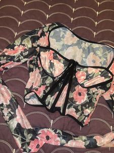 High Street Floral Mesh Corset Top