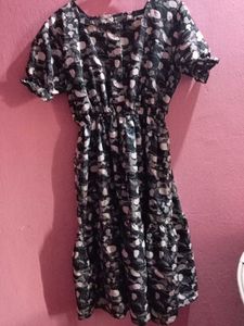 Girls Frock Multi color Black And White(medium)