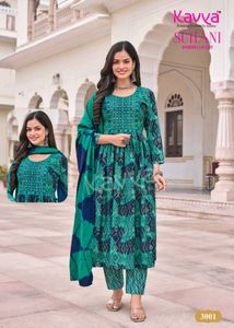 Green & Blue Printed kava Suhani Vol3 Umbrella Cut