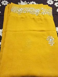 Elegant Yellow Embroidered Saree