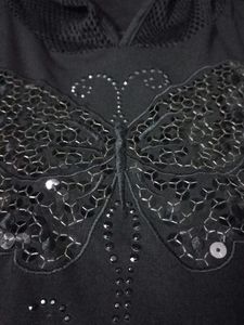 Sassy Black Butterfly Hooded Top