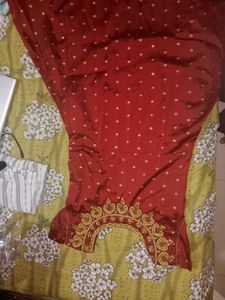 Festive Long Gown Dress With Netted Dupatta