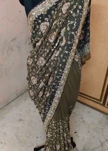 pure Georgette aari an fully zardozi 💯 saree 😍