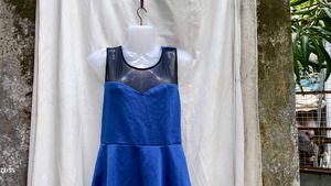 112310. Blue Skater Dress