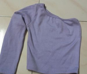 Lavender One Sided Stylish Crop Top