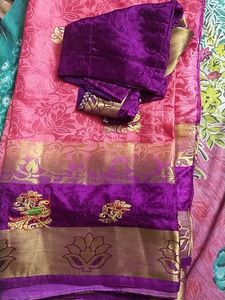 Pink And Gold Saree