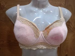 Soft Pink Floral Bra With Lace Detailing