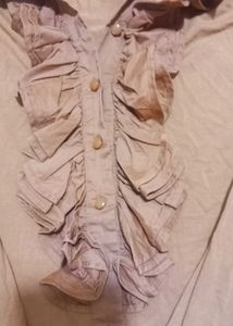 Y2k Vintage Ruffle Brown Top
