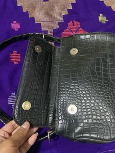 Black Croc Shoulder Bag