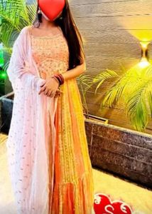Peach Embroidered Anarkali Suit