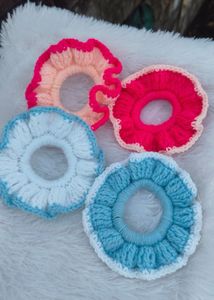 Handmade Crochet Scrunchies - Set of 4