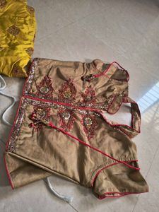 Golden ,Yellow Embroidered Lehenga With Blouse