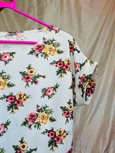 White Floral Balloon Top (imported)