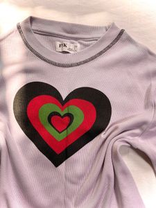 Knitted Heart Print Crop Top
