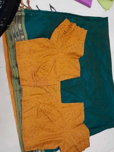 Peacock Green Kalyani Cotton Silk Saree