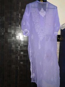 Lavender Chikankari Kurti