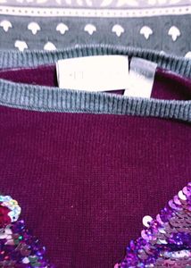 Burgundy Embellished Sweater