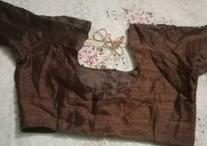 Brown Embroidered Saree With Designer Blouse