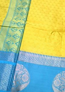 Yellow &amp; Blue Silk Saree