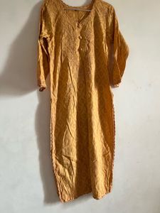 Mustard Chikankari Kurta