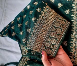 Emerald Green Embellished Saree Blouse